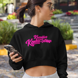 Black & Hot Pink Crop Hoodie